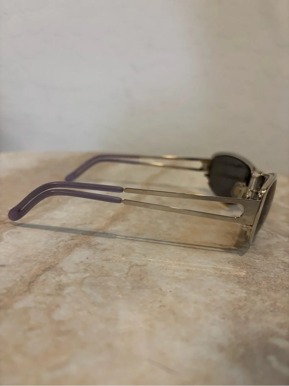 Hiero Elongated Oval Sleek Silver Frame Sunglasses with Dark Lenses
